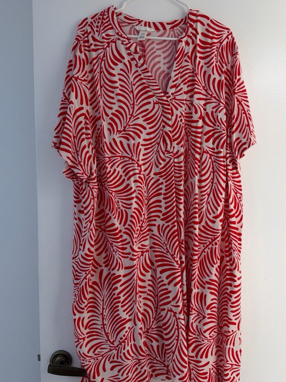 H&M Cream Dress with Red Swirl Print